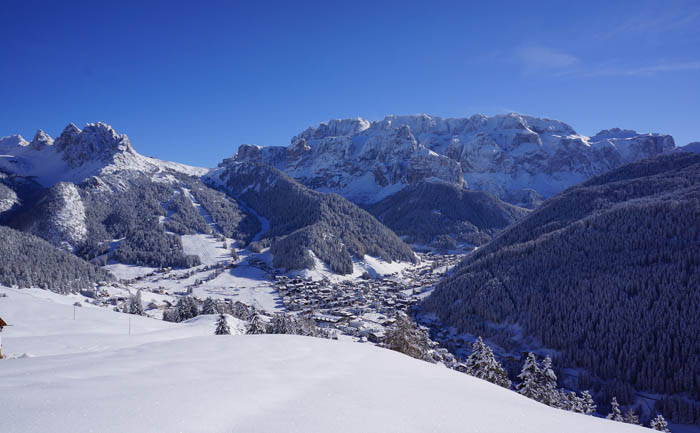 Ski resort Selva Val Gardena Dolomites Italy in January